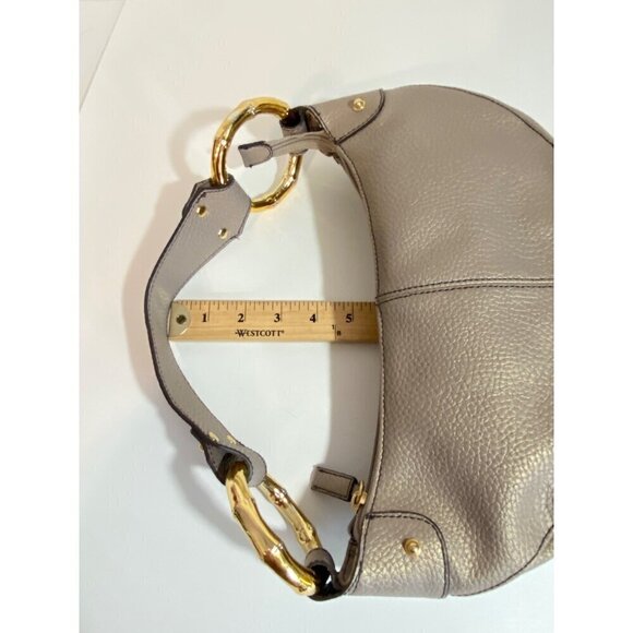 Mondani New York Taupe Bamboo Ring Bag Faux Pebble Leather Interior Pockets NWOT - Picture 7 of 8